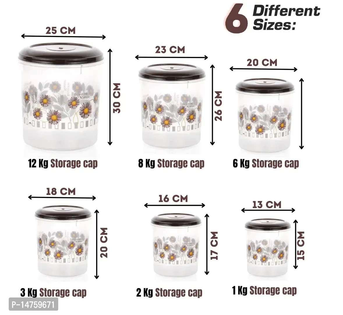 Strong plastic container pack of 6