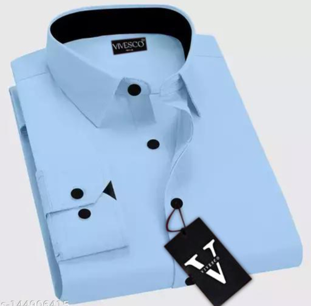 Blue shirt for men cotton blended.
